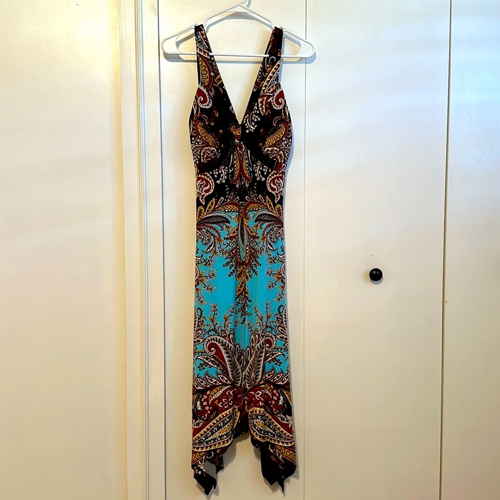 Handkerchief hem summer dress.